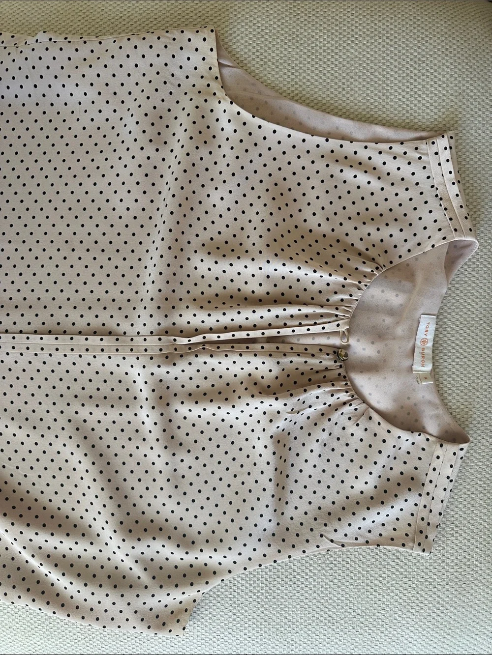 Tory Burch Cream Polka Dot Sleeveless Shell